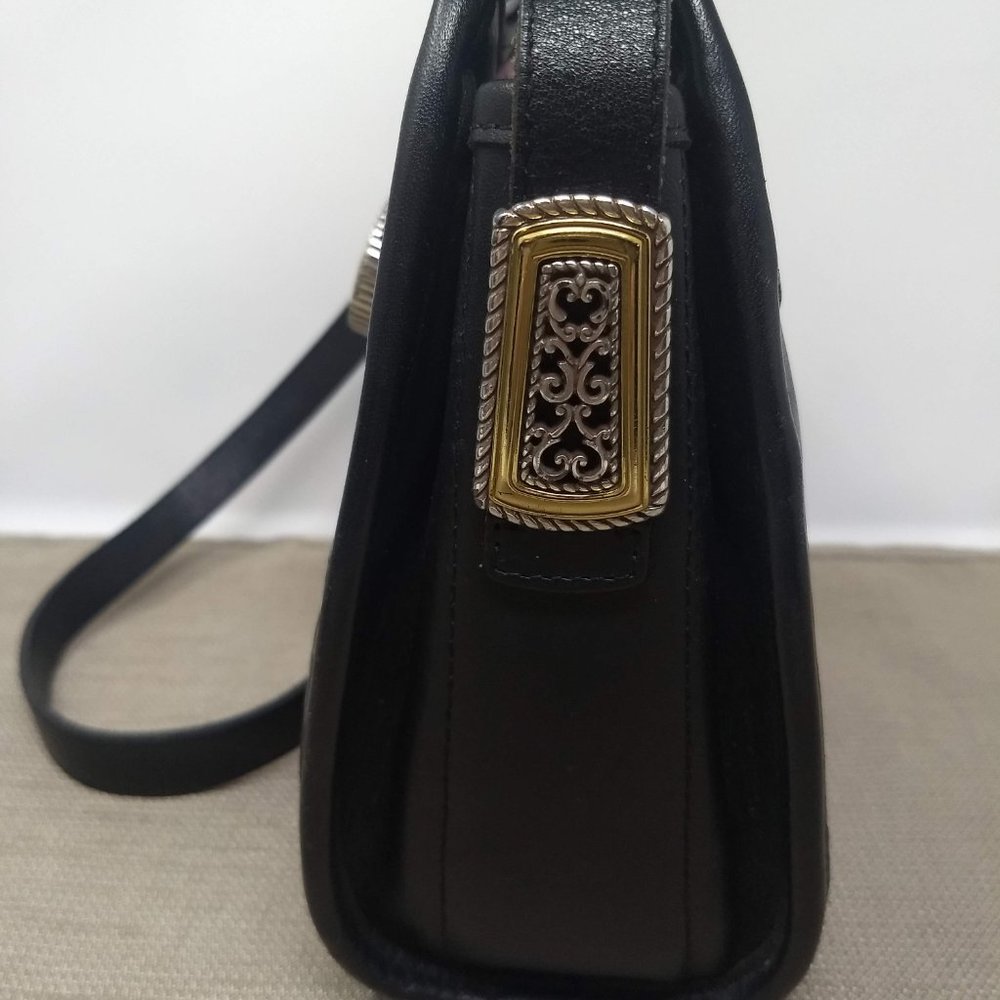 VINTAGE BRIGHTON BLACK LEATHER CROSSBODY BAG - Picture 3 of 8